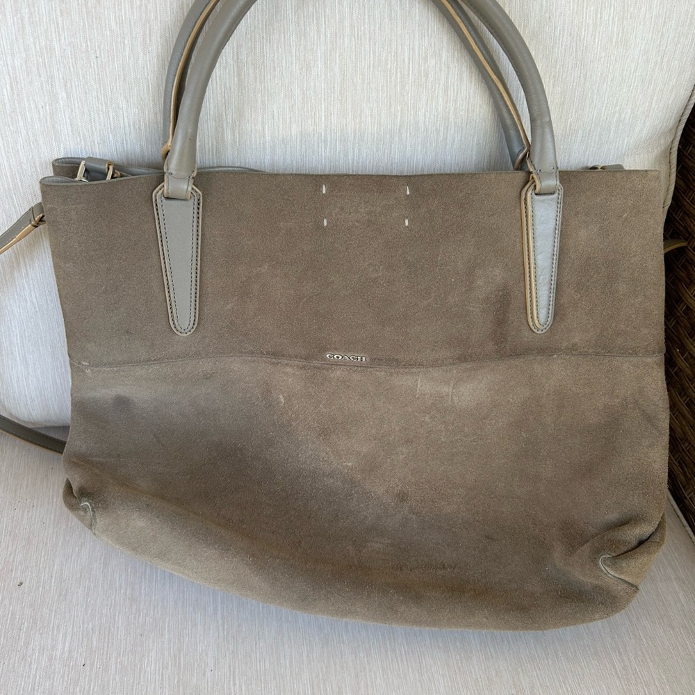 Coach Taupe Suede Tote Bag (Ticket of purchase included) - Picture 5 of 7